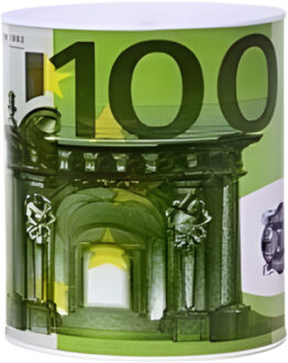 CONCORDE Spaarpot geld thema - 100 euro - groen - bankbiljetten - D13 x 15 cm