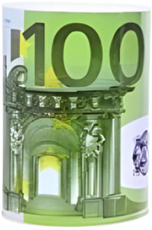 CONCORDE Spaarpot geld thema - 100 euro - groen - bankbiljetten - D14 x 20 cm