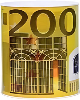 CONCORDE Spaarpot geld thema - 200 euro - geel - bankbiljetten - D13 x 15 cm