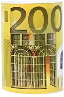 CONCORDE Spaarpot geld thema - 200 euro - geel - bankbiljetten - D14 x 20 cm