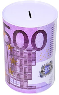 CONCORDE Spaarpot geld thema - 500 euro - paars - bankbiljetten - D14 x 20 cm