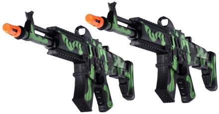 CONCORDE Speelgoed machinegeweer - 2x stuks - met licht en geluid - camouflage - 50 cm - speelgoed geweer