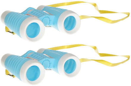 CONCORDE Speelgoed verrekijker voor kinderen - 2x - licht blauw - 11 cm - kunststof - verstelbaar