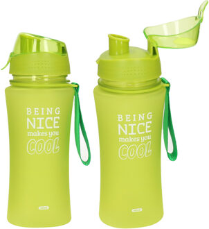 CONCORDE Sport Bidon drinkfles/waterfles - 2x - Being Nice - groen - kunststof - 480 ml - Drinkflessen