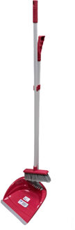 CONCORDE Stoffer en blik met lange steel - 99 cm - kunststof - rood