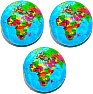 CONCORDE Stressbal - 3x - wereldbol/globe - foam - 6 cm - antistress