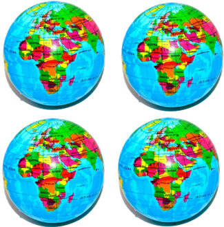 CONCORDE Stressbal - 8x - wereldbol/globe - foam - 6 cm - antistress