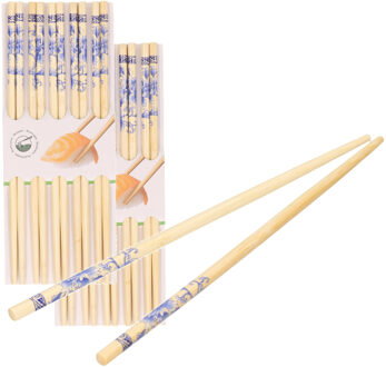 CONCORDE Sushi eetstokjes - 30x setjes - bamboe hout - bloemen print - 24 cm