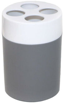 CONCORDE Tandenborstel beker - grijs/wit - 7 x 11 cm - kunststof - tandenborstel houder