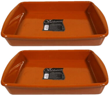 CONCORDE tapas ovenschaal - 2x - terracotta - rechthoekig - 4 liter - 32 x 23 x 5 cm