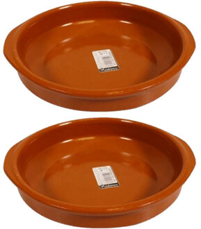 CONCORDE Tapas ovenschaal - Set van 2x stuks - terracotta aardewerk - D20 x H4 cm - rond - serveersc