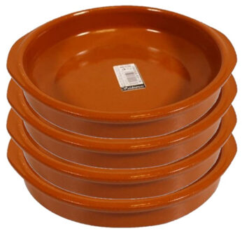 CONCORDE Tapas ovenschaal - Set van 4x stuks - terracotta aardewerk - D20 x H4 cm - rond - serveersc