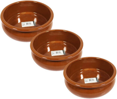 CONCORDE Tapas serveer of ovenschaaltje - 3x - rond - terracotta aardewerk - Dia 15 x H5 cm
