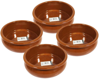 CONCORDE Tapas serveer of ovenschaaltje - 4x - rond - terracotta aardewerk - Dia 15 x H5 cm