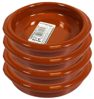 CONCORDE Tapas serveer of ovenschaaltje - Set van 4x stuks - rond - terracotta aardewerk - D10 x H2 cm
