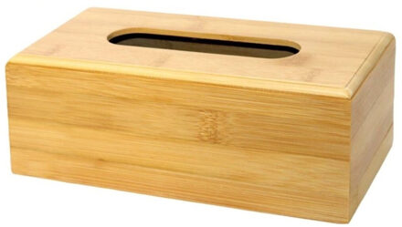 CONCORDE Tissuedoos/tissuebox - naturel - rechthoekig - bamboe hout - 23 x 12 x 9 cm