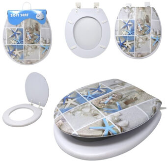 CONCORDE Toiletbril - strand design - 41 x 35,5 cm - soft seat - wc bril - toiletzitting - universeel - badka