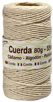 CONCORDE Touw - 55 meter - canvas - huishoud - hobby - bolletje touw Beige