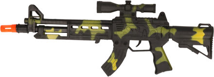 CONCORDE Verkleed speelgoed Politie/soldaten geweer - machinegeweer - zwart/geel - plastic - 38 cm
