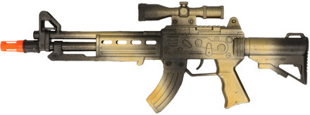 CONCORDE Verkleed speelgoed Politie/soldaten geweer - machinegeweer - zwart/goud - plastic - 38 cm