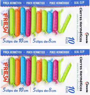 CONCORDE Vershoudclips - 20x - felle kleurenmix - kunststof - 10 cm