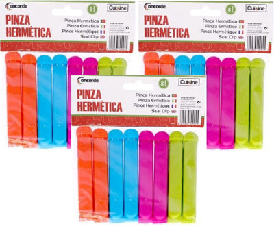 CONCORDE Vershoudclips - 24x - felle kleurenmix - kunststof - 11,5 cm