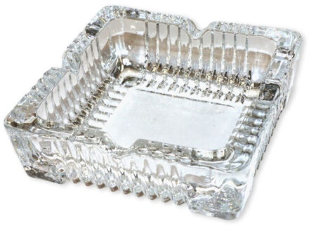 CONCORDE Vierkante glazen transparante asbak - 10 x 10 x 4 cm - binnen/buiten