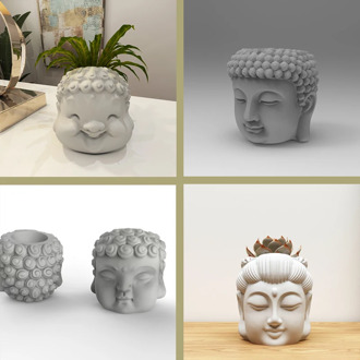 Concrete flowerpot silicone mold Buddha design creative head layout flowerpot mold home decoration flowerpot silicone molds