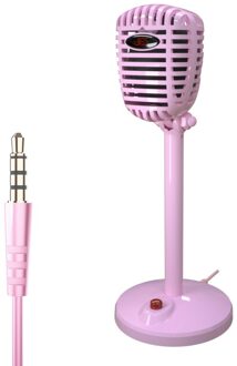 Condensator Microfoon Computer Usb-poort Studio Microfoon Voor Pc Geluidskaart Professionele Karaoke Microfoons Live Opname 3.5mm roze