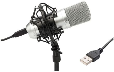 Condenser Mic WH USB-studiomicrofoon Kabelgebonden Incl. shockmount, Incl. kabel