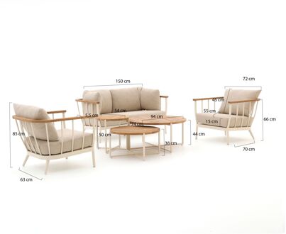 Condor stoel-bank loungeset 6-delig 4-zits - Laagste prijsgarantie! Grijs