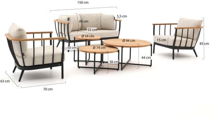 Condor stoel-bank loungeset 6-delig 4-zits - Laagste prijsgarantie! Zwart