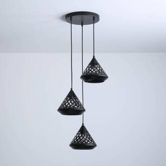 Cone hanglamp, 3-lamps zwart