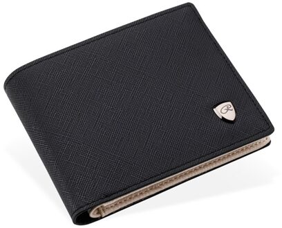 CONEED Mannen Mode Effen Kleur Kruis Patroon Open Multi Card Positie Portemonnee 19MAR20 zwart