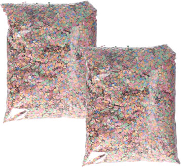 Confetti - 2x - multi color - papier - 1000 gram - feestversiering - carnaval