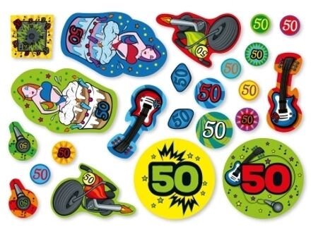 Confetti 50 jaar blauw en oranje