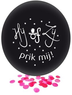 Confetti ballon gender reveal meisje party/feest zwart 60 cm