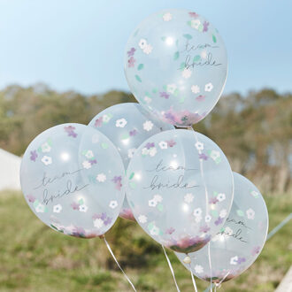 Confetti Ballonnen 'Team Bride' Floral (5st) Multikleur - Print