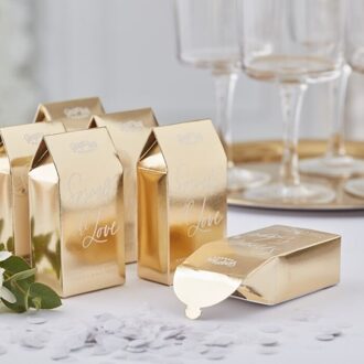Confetti doosje Gold met confetti Wit - Transparant, Goud - Brons