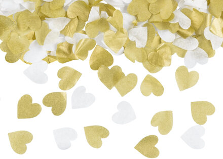 Confetti Hartjes Goud/Wit Wit - Transparant, Goud - Brons