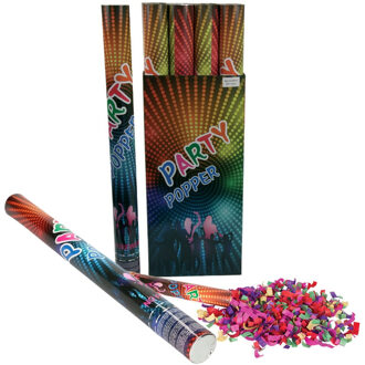 Confetti kanon in een kleurenmix - 2x - Papieren confetti shooter - 80 cm - feestartikelen