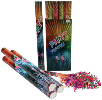 Confetti kanon in een kleurenmix - 4x - Papieren confetti shooter - 80 cm - feestartikelen