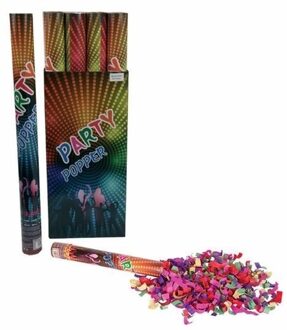 Confetti kanon kleuren 60 cm met inhoud van papiersnippers