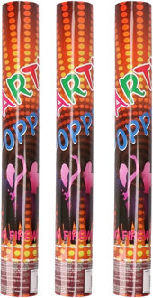 Confetti kanon/shooter - 3x - multi kleuren - papier snippers - 40 cm