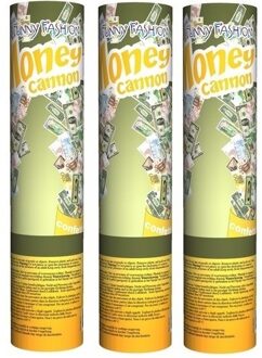 Confetti kanonnen/shooters - 3x stuks - papier geld biljetten - 20cm - Feestartikelen - money thema