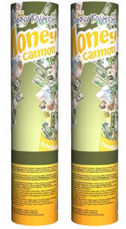 Confetti kanonnen/shooters - 4x stuks - papier geld biljetten - 20cm - Feestartikelen - money thema