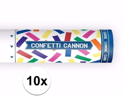 Confetti papier kanonnen - 10x - kleuren mix - 20 cm - Partyshooter - Feestartikelen