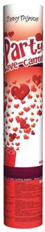 Confetti shooter kanon met hartjes 30 cm Rood