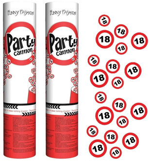 Confetti shooter/popper 18 jaar - 6x stuks - feestartikelen verjaardag - Papieren confetti kanonnen