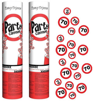 Confetti shooter/popper - 4x - 70 jaar - 20 cm - verjaardag feestartikelen
